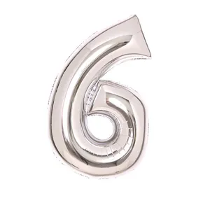 Folienballon Zahl silber 6